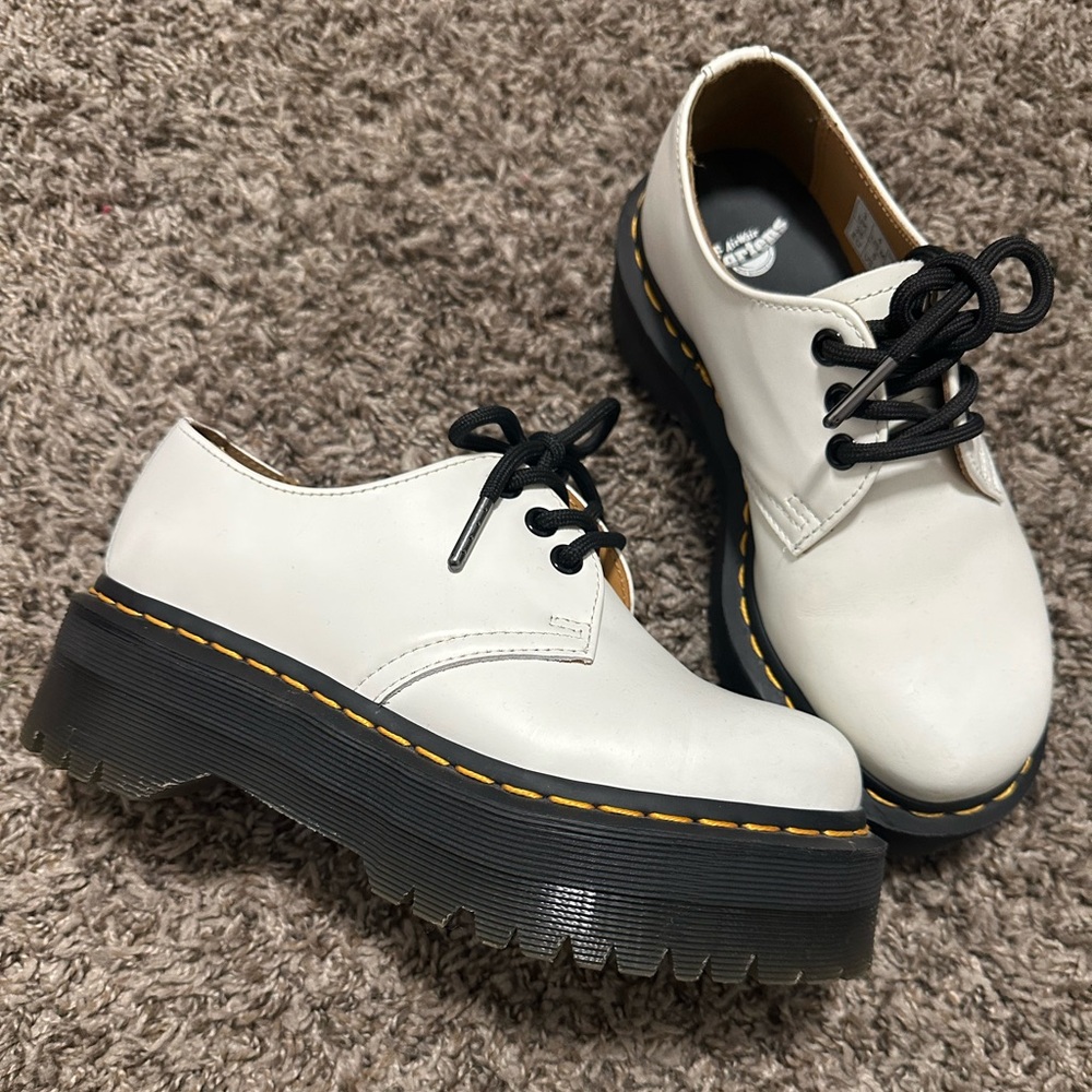 Dr. Martens White Platform Shoes